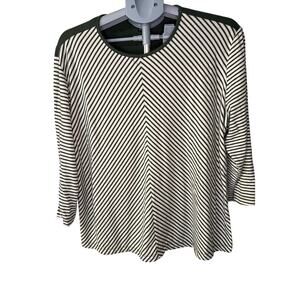 N Touch Women Size‎ XL Olive Green Striped Tee T-shirt